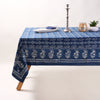 Natural Vegetable Dye Sewing Linen, Wedding Tablecloth Indigo Blue Pure Cotton Tablecloth abstract Hand Printed