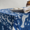 Indigo Fabric bird block print Tablecloth Bird Hand Printed India Fabric Natural Vegetable Dye Sewing Linen, Wedding Tablecloth