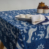 Indigo Fabric bird block print Tablecloth Bird Hand Printed India Fabric Natural Vegetable Dye Sewing Linen, Wedding Tablecloth