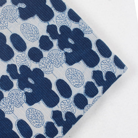 1 Yard Indian Indigo Blue Hand Block Kantha Doriya Fabric