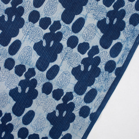 1 Yard Indian Indigo Blue Hand Block Kantha Doriya Fabric
