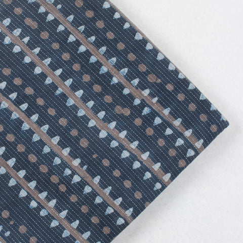 1 Yard Indigo Blue Womens Dress Hand Block Kantha Doriya Fabric