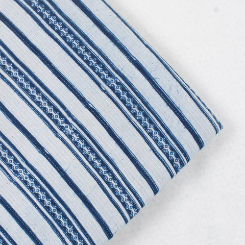 1 Yard Kantha Doriya Cotton Indigo Blue Colour Stripes Print Fabric